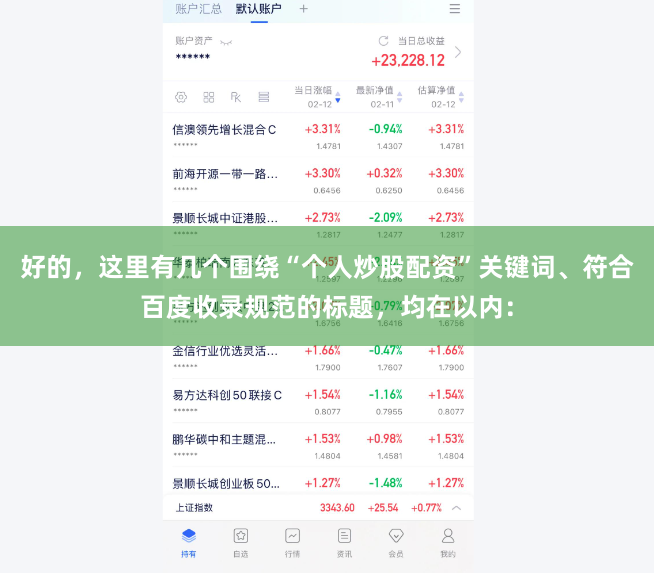 好的，这里有几个围绕“个人炒股配资”关键词、符合百度收录规范的标题，均在以内：